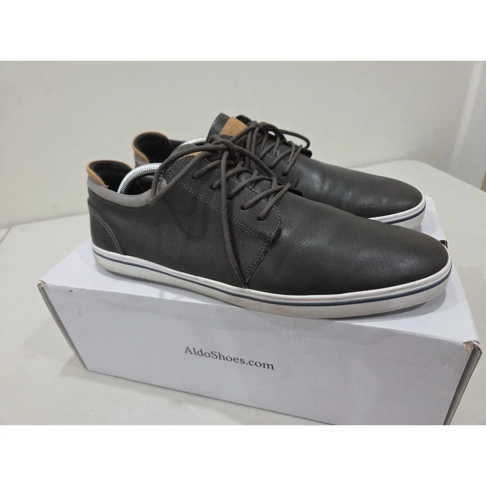 ALDO Sneakers Mens 12 Omono Grey Vegan Leather Low Top Casual Everyday Nubuck